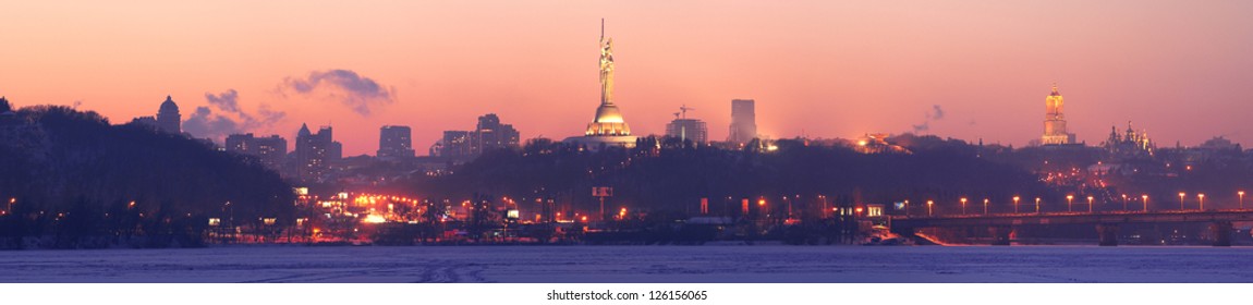 Kiev Downtown Sunset Panorama