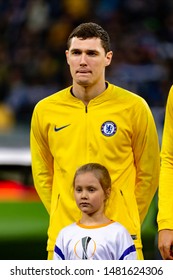 Kiev - Mar 14, 2019: Andreas Christensen 27. Dynamo Kyiv - Chelsea London. UEFA Europe League. NSC Olympiyskiy Stadium