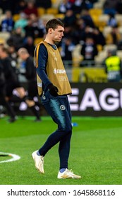 Kiev - Mar 14, 2019: Andreas Christensen 27 Warms Up. Dynamo Kyiv - Chelsea London. UEFA Europe League. NSC Olympiyskiy Stadium