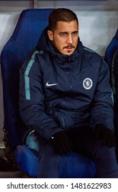 Kiev - Mar 14, 2019: Eden Hazard 10 As A Substitution Player. Dynamo Kyiv - Chelsea London. UEFA Europe League. NSC Olympiyskiy Stadium