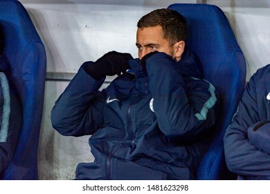 Kiev - Mar 14, 2019: Eden Hazard 10 As A Substitution Player. Dynamo Kyiv - Chelsea London. UEFA Europe League. NSC Olympiyskiy Stadium