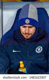 Kiev - Mar 14, 2019: Eden Hazard 10 As A Substitution Player. Dynamo Kyiv - Chelsea London. UEFA Europe League. NSC Olympiyskiy Stadium