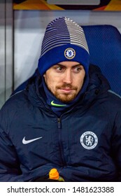 Kiev - Mar 14, 2019: Eden Hazard 10 As A Substitution Player. Dynamo Kyiv - Chelsea London. UEFA Europe League. NSC Olympiyskiy Stadium