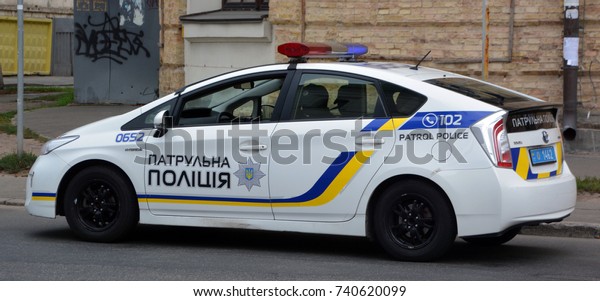 KIEV UKRAINE 09 04 17: Car of the National Police\
of Ukraine, commonly shortened to Police is the national police\
service of Ukraine. The agency is overseen by the Ministry of\
Internal Affairs