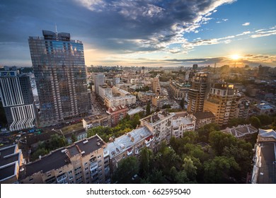 KIEV, UKRAINE - 15 June 2017: Panorama Of Kyiv City Center, Business Cityscape Of Kiev, Ukraine. Old And Modern Architecture In Capital City Of Ukraine, Beautiful Landscape Of Kiev City Center