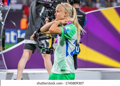 KIEV, UKRAINE - 24 MAY, 2018: Pernille Harder Of VfL Wolfsburg Seen  After UEFA Women's Champions League Final 2018 Match Between VfL Wolfsburg And Olympique Lyon.