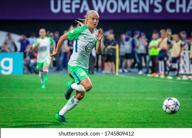 KIEV, UKRAINE - 24 MAY, 2018: Pernille Harder Of VfL Wolfsburg Seen In Action During UEFA Women's Champions League Final 2018 Match Between VfL Wolfsburg And Olympique Lyon.