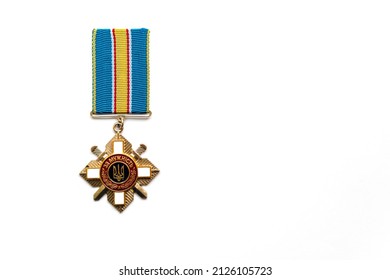 Kiev, Ukraine, 5 April 2022. Vintage World War 2 Soviet Order of Red Banner Isolated on White Background. Symbol of Russia's Great Patriotic War. Medal Of Glory, Victory in Europe Day, Veteran Concept