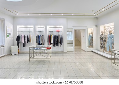 KIEV, UKRAINE - 7JANUARY 2020: Modern And Luxury Fashion Store Interior.