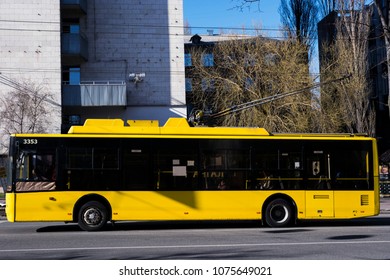 Kiev, Ukraine - April 07, 2018: city trolleybus in Kiev