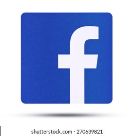 KIEV, UKRAINE - APRIL 16, 2015:  Facebook like logo for e-business, web sites, mobile applications, banners, printed on paper and placed on white background.  Social network facebook sign on pc sign.