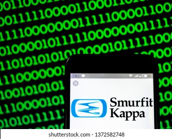 KIEV, UKRAINE - April 17, 2019: In This Photo Illustration A Smurfit Kappa Group Logo Seen Displayed On A Smart Phone