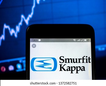 KIEV, UKRAINE - April 17, 2019: In This Photo Illustration A Smurfit Kappa Group Logo Seen Displayed On A Smart Phone