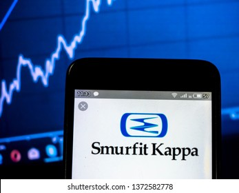 KIEV, UKRAINE - April 17, 2019: In This Photo Illustration A Smurfit Kappa Group Logo Seen Displayed On A Smart Phone