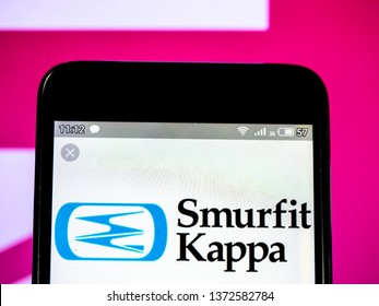 KIEV, UKRAINE - April 17, 2019: In This Photo Illustration A Smurfit Kappa Group Logo Seen Displayed On A Smart Phone