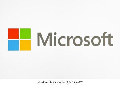 KIEV, UKRAINE - APRIL 30, 2015:  Microsoft Logo  On Pc Screen.  Microsoft - One Of The Largest Multinational Companies In The Production Of Proprietary Software.