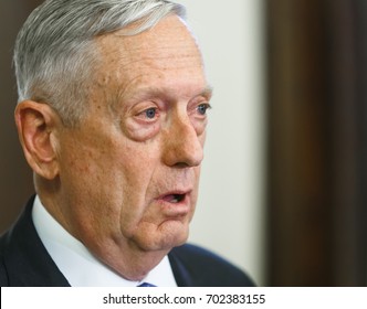 KIEV, UKRAINE - Aug 24, 2017: Meeting Of US Secretary Of Defense James Norman Mattis And Ukrainian President Petro Poroshenko