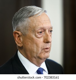 KIEV, UKRAINE - Aug 24, 2017: Meeting Of US Secretary Of Defense James Norman Mattis And Ukrainian President Petro Poroshenko