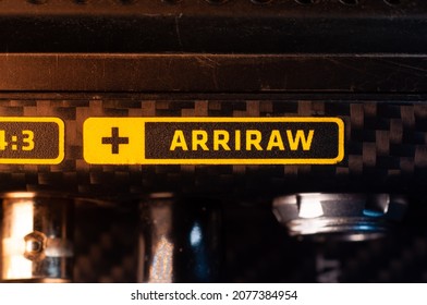 Kiev, Ukraine - August 14, 2021: Sticker On The Arri Alexa Mini Arriraw Camera