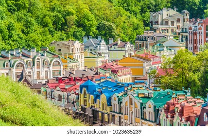 Kiev. Ukraine. Colored Kiev Houses.