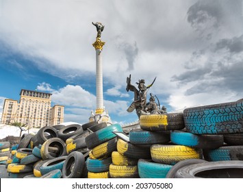 Kiev, Ukraine, colorful tires yellow and blue - Shutterstock ID 203705080