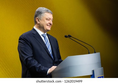 KIEV, UKRAINE - Dec. 16, 2018: President of Ukraine Petro Poroshenko during a press conference in Kiev