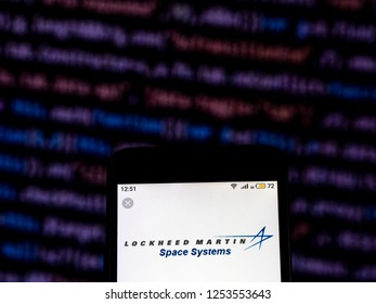 KIEV, UKRAINE - Dec 9, 2018: Lockheed Martin Space Systems logo seen displayed on smart phone. 