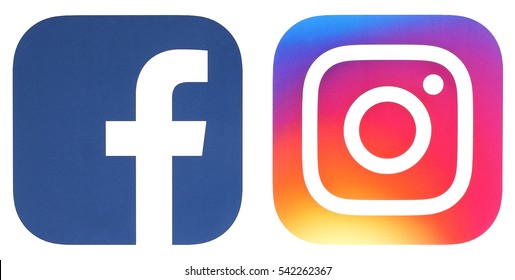 Kiev, Ukraine - DECEMBER 24, 2016: Popular social media logos Facebook and Instagram printed on paper.