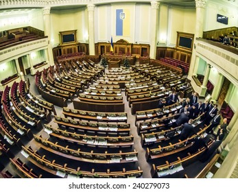 KIEV, UKRAINE - December 28, 2014:The Opposition Bloc Before The Morning Session Of Verkhovna Rada Of Ukraine.