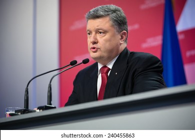 KIEV, UKRAINE - DECEMBER 29, 2014: Summary annual press conference of the President of Ukraine Poroshenko in Kiev