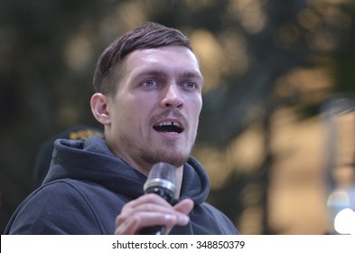 KIEV, UKRAINE - December 8, 2015: Press Conference Of Boxer From Ukraine Oleksandr Usyk Before The Fight With Pedro Rodriguez