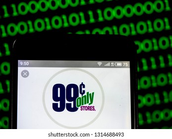 KIEV, UKRAINE - Feb 16, 2019: 99 Cents Only Stores Company Logo Seen Displayed On Smart Phone