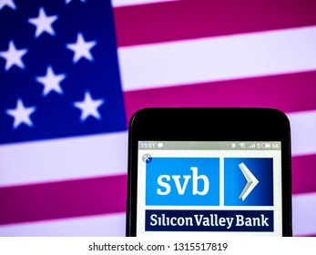 KIEV, UKRAINE - Feb 17, 2019: Silicon Valley Bank Logo Seen Displayed On Smart Phone