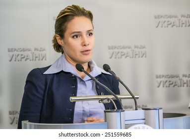 KIEV, UKRAINE - February 10, 2015: Deputy Natalia Korlevskaya, Opposition Bloc 