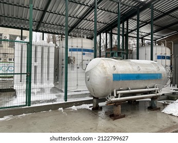 KIEV, UKRAINE, February 12, 2022. 
Hospytal Oxygen Station. Medical Oxygent Plant.