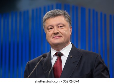 KIEV, UKRAINE - JANUARY, 14, 2016: President Petro Poroshenko During Press Conference