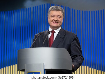 KIEV, UKRAINE - JANUARY, 14, 2016: President Petro Poroshenko During Press Conference