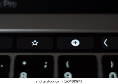 Kiev, Ukraine - January 24, 2020: Buttons For Adding A New Bookmark And A Favorite Page In The Internet Browser On The MacBook Pro 2019 Touchpad