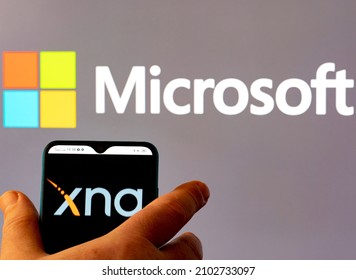 Kiev, Ukraine - January 8, 2022: In This Photo Illustration Microsoft XNA Logo Seen Displayed On A Smartphone