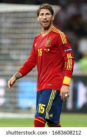 Kiev, UKRAINE - July 1, 2012: 
Sergio Ramos Looks On 
During The UEFA Euro 2012 Final Match 
SPAIN V ITALY NSK Olimpiejsky Stadium. 
