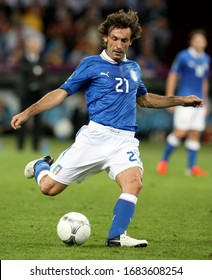 Kiev, UKRAINE - July 1, 2012: 
Andrea Pirlo In Action 
During The UEFA Euro 2012 Final Match 
SPAIN V ITALY NSK Olimpiejsky Stadium. 
