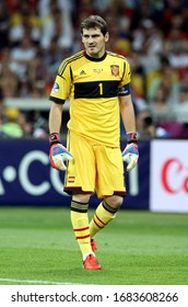 Kiev, UKRAINE - July 1, 2012: 
Iker Casillas Looks On 
During The UEFA Euro 2012 Final Match 
SPAIN V ITALY NSK Olimpiejsky Stadium. 
