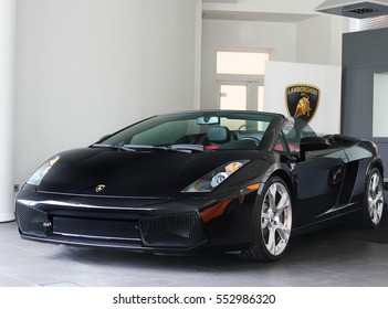 Kiev, Ukraine - July 7, 2013:  Black Lamborghini Gallardo Spyder