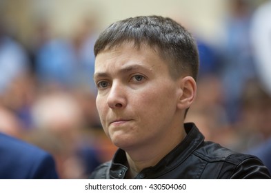 KIEV, UKRAINE - Jun 02, 2016: Hero Of Ukraine, Peoples Deputy Of Ukraine Nadiya Savchenko During The Session Of The Verkhovna Rada Of Ukraine