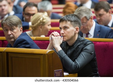 KIEV, UKRAINE - Jun 02, 2016: Hero Of Ukraine, Peoples Deputy Of Ukraine Nadiya Savchenko During The Session Of The Verkhovna Rada Of Ukraine