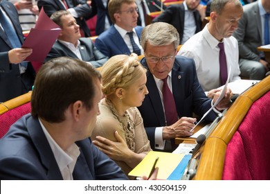 KIEV, UKRAINE - Jun 02, 2016: Peoples Deputy Of Ukraine Yulia Timoshenko During The Session Of The Verkhovna Rada Of Ukraine