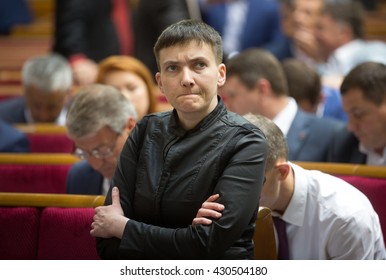 KIEV, UKRAINE - Jun 02, 2016: Hero Of Ukraine, Peoples Deputy Of Ukraine Nadiya Savchenko During The Session Of The Verkhovna Rada Of Ukraine