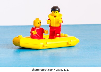 One FLOATABLE Boat Rubber Raft YELLOW LEGO LEGOS