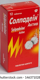 KIEV, UKRAINE - JUNE 28, 2019: Solpadeine Plus pack of soluble tablets on a white background. - Shutterstock ID 1463710280