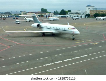 Kiev, Ukraine - June 8, 2017: Modern Private Jet On The Airfield Of Kiev Airport